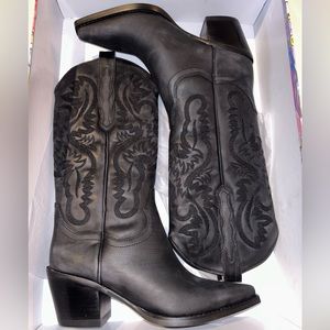 Jeffery Campbell dagget black washed cow girl boots